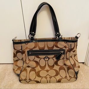 COACH Monogram Tan Brown and Black Bag